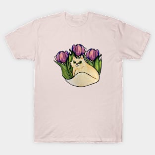 Kitty Cat Tulips T-Shirt